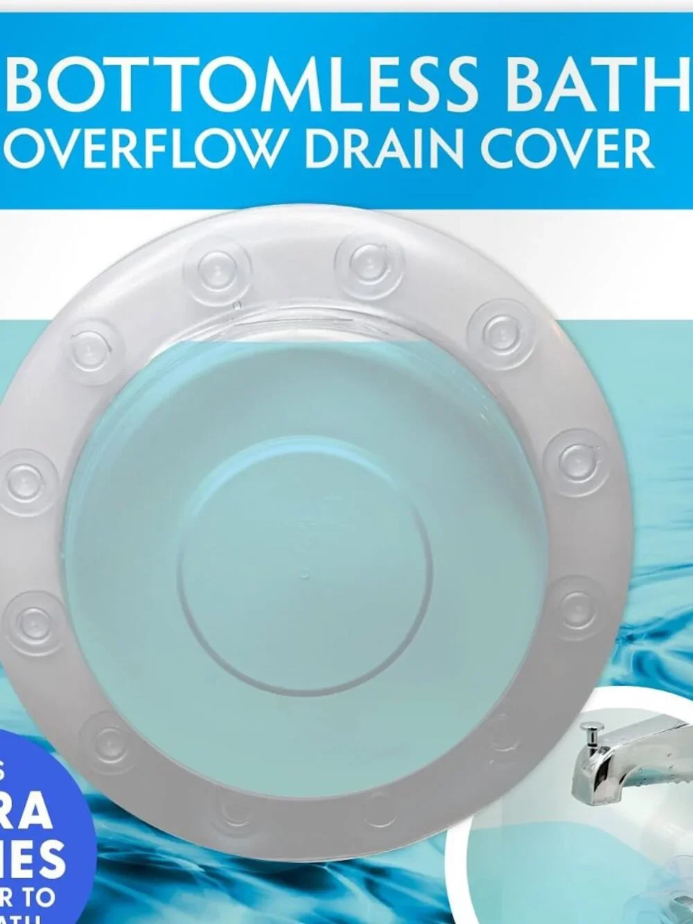 Clear Bottomless Bath Overflow Drain Cover